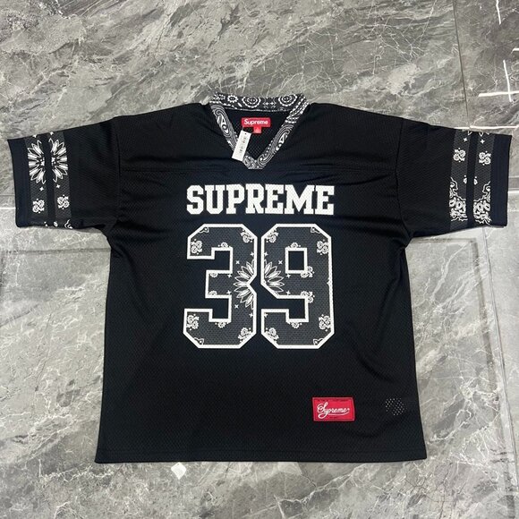 SUPREME BANDANA FOOTBALL JERSEY BLACK - SS25 🔥 Medium - Picture 1 of 4